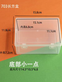 Rectangular Clear Plastic Storage Box with Hinged Lid for Desktop Accessories, Tools, Fishing Gear