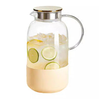 Large Capacity High Borosilicate Glass Cold Water Pitcher for Refrigerator, Heat Resistant Cold Brew Tea Pot