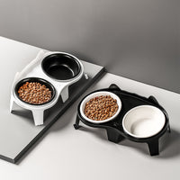 Elevated Ceramic Cat Food and Water Bowl Set with Stand, Tilted Design for Easy Eating, Large Capacity