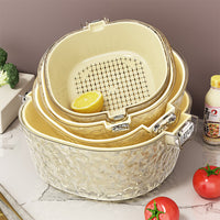 Luxury Double-Layer Drain Basket Set for Kitchen and Living Room, 2024 New Fruit and Vegetable Washing Basket