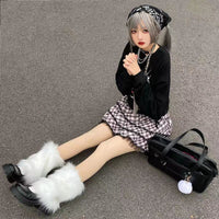 Y2K Plush Bowknot Leg Warmers for Winter Boots