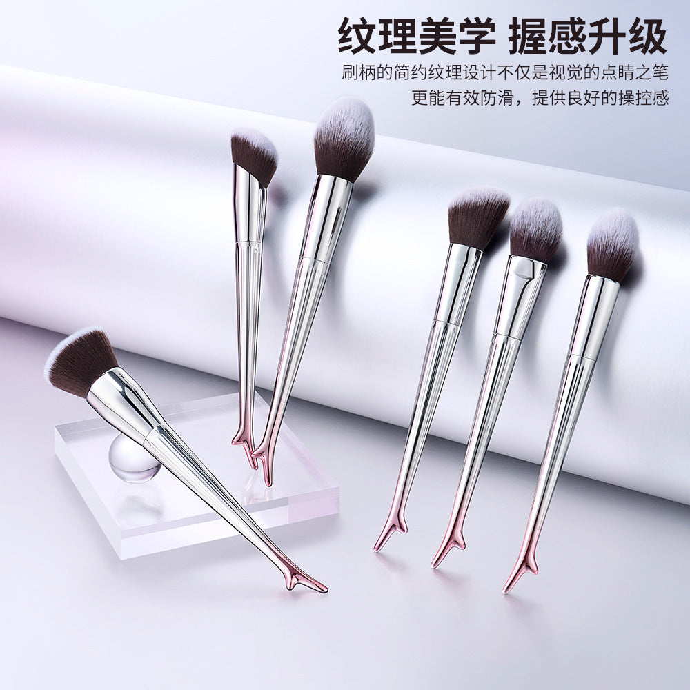 Nine-Color Deer 9-15 Piece Makeup Brush Set with Soft Fiber Bristles and Antler Handle