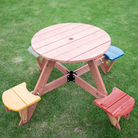 Kids Outdoor Picnic Table and Chair Set with Umbrella - Indoor/Outdoor Activity Furniture for Preschool & Kindergarten