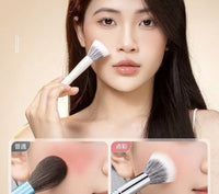 White Wooden Handle Double-Layer Wool Blusher Blending Brush Set