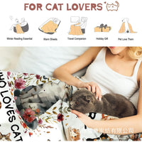 Flannel Cat Lover Blanket for Girls, Living Room Bedroom Sofa Throw