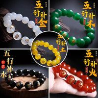 Five Elements Agate Crystal Bracelet with Mythical Beast Charms