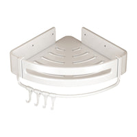 White No-Drill Bathroom Corner Storage Shelf for Shower and Toilet