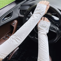 Ice Silk UV Protection Arm Sleeves for Women - Breathable Sun Protection for Driving & Cycling
