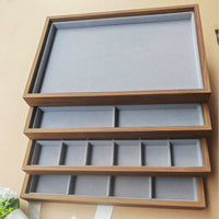 Large Pear Wood Grain Flannel Jewelry Display Tray for Glasses, Bracelets, Necklaces, Rings, and Earrings