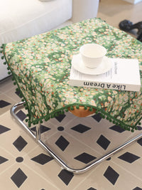 Green Dust Cover for Small Appliances, Printers, Coffee Machines, and Tables with Tassel Trim