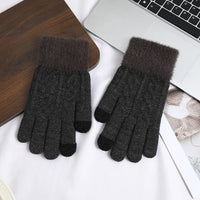 Winter Touchscreen Knitted Gloves with Plush Lining for Outdoor Cycling and Warmth
