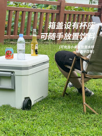 ICETRIP 45L Wheeled Cooler with Handle and Cup Holders for Camping Fishing Outdoor Events