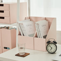 Desktop File Organizer Box with Bookends, Document Holder for Office and School Supplies