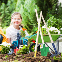 Kids' Long Handle Garden Tools Set - Rake, Hoe, Shovel for Beach, Planting, and Gardening