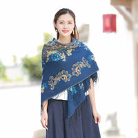 Ethnic Style Thickened Warm Shawl Scarf with Tassels for Winter