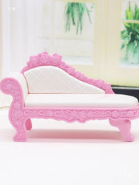 Dollhouse Miniature European Style Sofa and Chaise Lounge Set for Living Room Decor