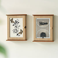 Wooden Wall-Mounted Key Storage Box with Hooks for Entryway Decor