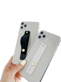 Retractable Silicone Phone Grip Stand with Finger Ring and Wrist Strap, Adhesive Mount for Smartphones