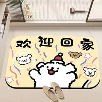 Cartoon Absorbent Non-Slip Bathroom Mat Quick Dry Floor Mat for Home Toilet and Bathroom Entrance