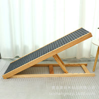 Adjustable Solid Wood Pet Ramp Stairs for Dogs and Cats - Non-Slip Foldable Indoor Pet Climbing Frame