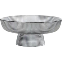 Ribbed Glass Fruit Bowl with Gold Rim, Large Capacity Decorative Serving Dish for Home & Commercial Use