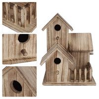 Creative Wooden Birdhouse Outdoor Bird Villa with Three Rooms Garden Bird Feeder Decoration