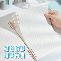A4 PP Cover Spiral Notebook with Lined Pages, Detachable Loose-Leaf Design