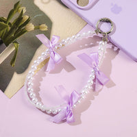 Pearl Bowknot Phone Charm Strap for Phone Case, Keys, and Bags