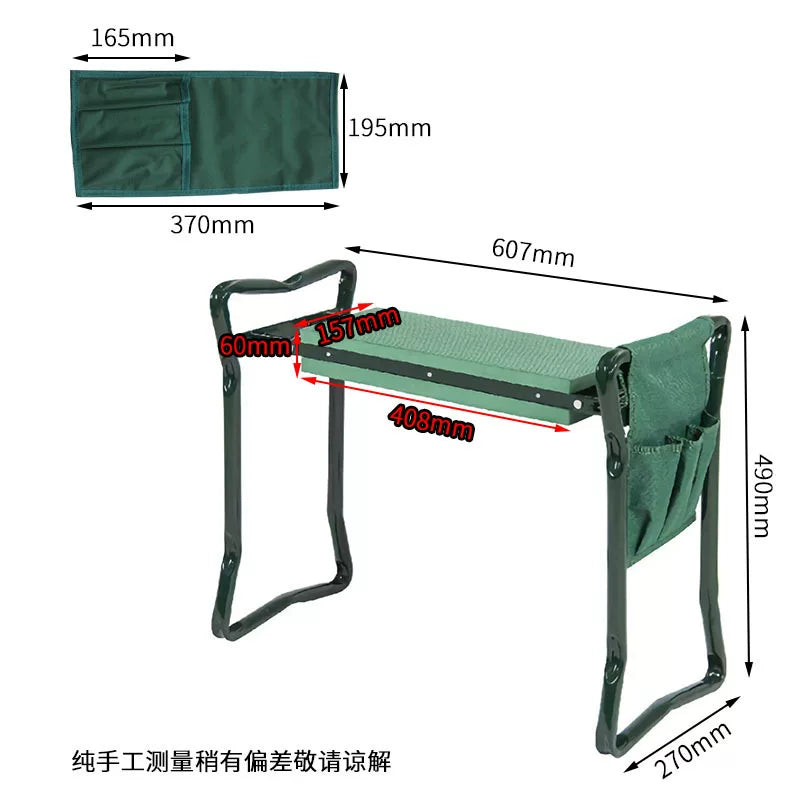Folding Garden Kneeler and Seat with Tool Pouches