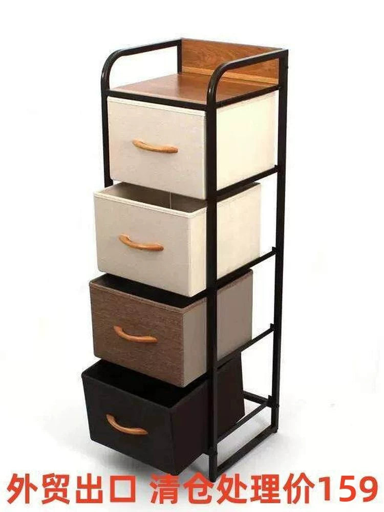Narrow Fabric Drawer Storage Cabinet Chest for Bedroom