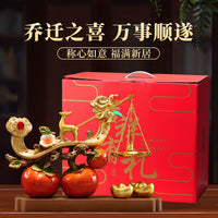 Deer and Persimmon Ruyi Ornament for New Home, Business Opening, or Wedding Gift