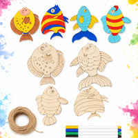 Kids' DIY Wooden Fish Craft Kit for Painting & Decorating, Kindergarten Activity Supplies