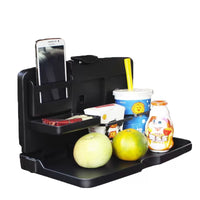 Car Seat Back Foldable Tray Table with Storage Box for Laptop and Dining