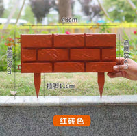 Garden Decorative Stone-Look Plastic Fence Panels, Interlocking Lawn Edging, 4-Piece Set