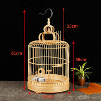 Bamboo Lark Bird Cage with Accessories - Compact Design for Small Birds