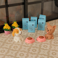 Miniature Dog Figurines 4-Piece Set for Dollhouse Decoration and Micro Landscape