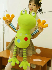 Comfort Clown Frog Plush Toy Cartoon Green Frog Stuffed Animal Soothing Pillow Doll Kids Gift