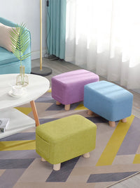Modern Fabric Upholstered Ottoman Stool for Living Room, Entryway, or Sofa Footrest
