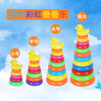 Rainbow Stacking Rings Toy Set for Babies and Toddlers, Early Education Stacking Cups with Animal Toppers