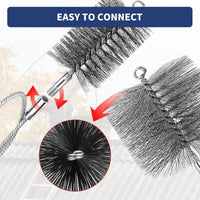 Stainless Steel Wire Chimney Pipe Cleaning Brush with Rod for Rust Removal Polishing