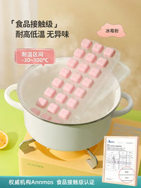 Press-Type Ice Cube Tray with Lid and Storage Bin, Food-Grade Silicone, Large Capacity for Home Freezers