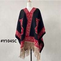 Unisex Paisley Reversible Faux Cashmere Shawl with Tassels for Autumn/Winter