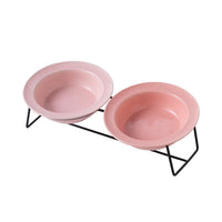 Macaron Ceramic Pet Bowl Set with Elevated Stand for Cats and Dogs, Anti-Vomit and Whisker Fatigue Design