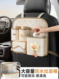 Car Seat Back Organizer with Tissue Box and Trash Can, Multi-functional Storage Bag for Vehicle Rear Seat