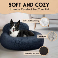Plush Pet Bed for Cats and Small to Medium Dogs, Warm Winter Round Cushion