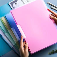 A4 Rotating File Folder with Side Opening Buckle, PP Transparent Document Report Clip