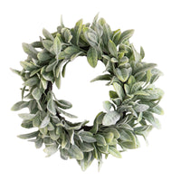 Flocked Lamb's Ear & Rabbit Ear Leaf Wreath with White Frosting for Home Decor