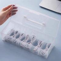 Data Cable Storage Box with Compartments for Phone Chargers and Power Cords, Desktop Organizer