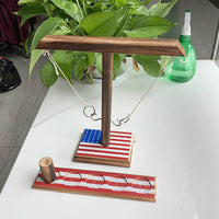Wooden Ring Toss Hook and Shot Ladder Game for Interactive Play