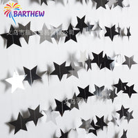 Double-Sided Black and Gold Star Garland for Party Decorations